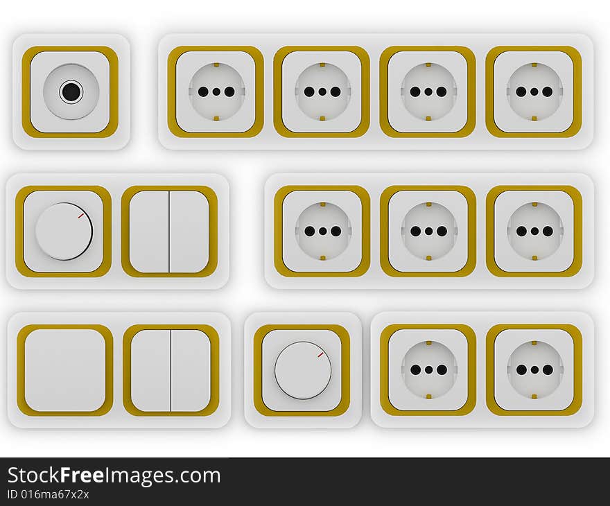 Electrical Sockets on white background