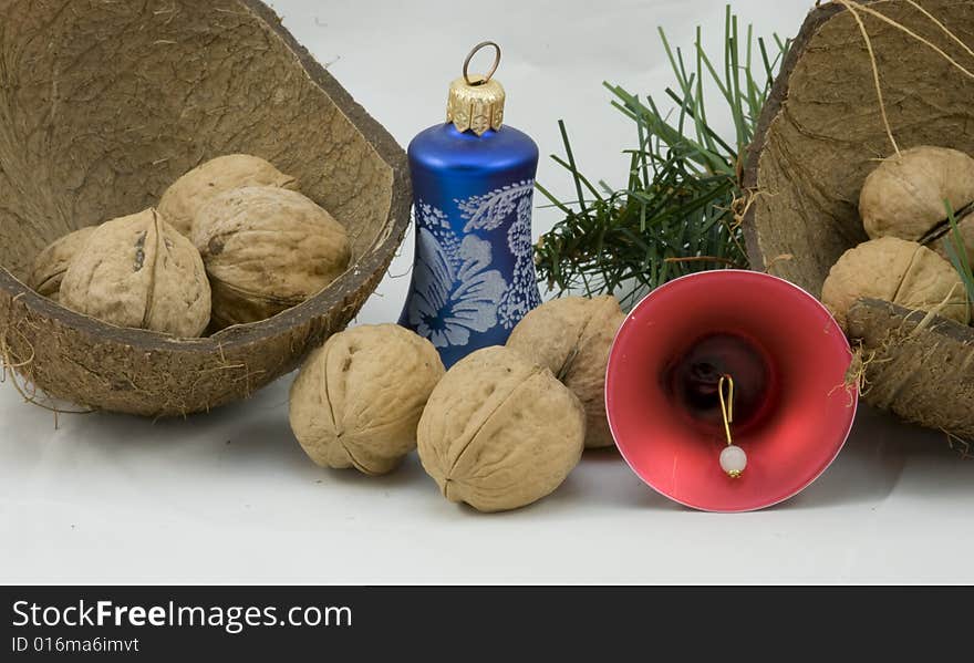 Christmas Decoration - bells, walnut etc.