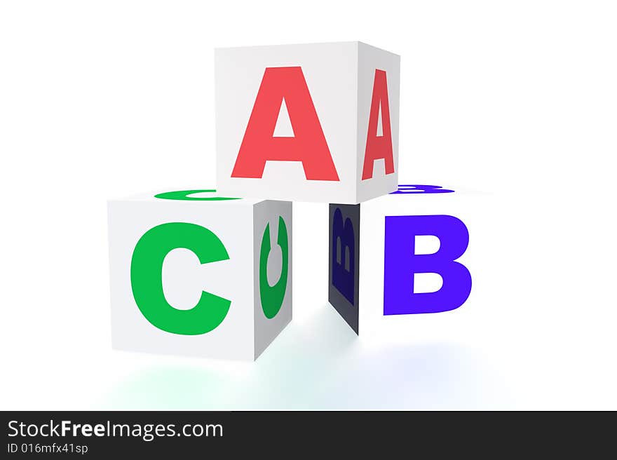 The alphabet cubes, are isolated on a white background