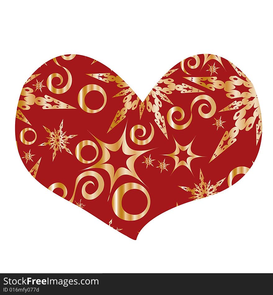 Red heart with golden snowflakes. You can find similar images in my gallery!. Red heart with golden snowflakes. You can find similar images in my gallery!