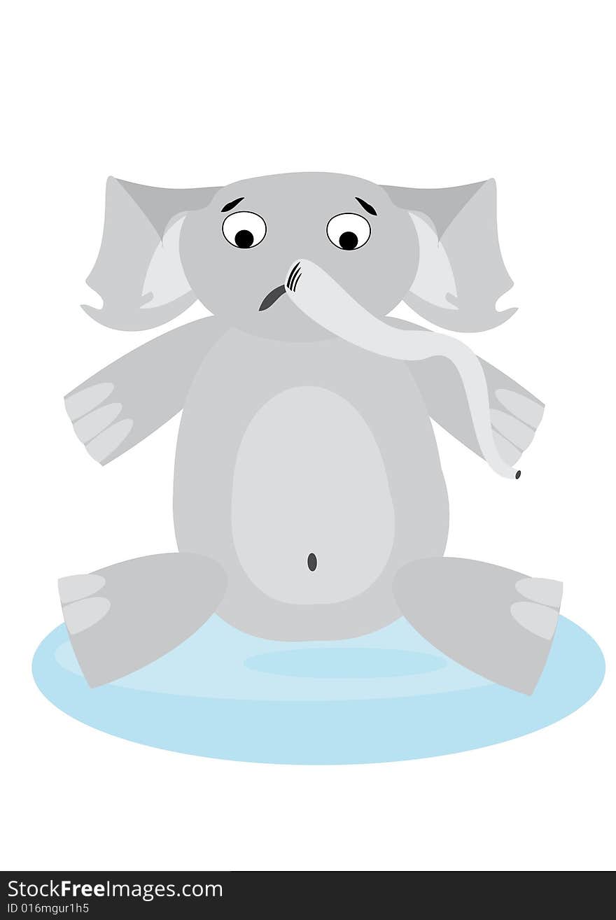 Illustration with upset elephant  in pool. You can find similar images in my gallery!