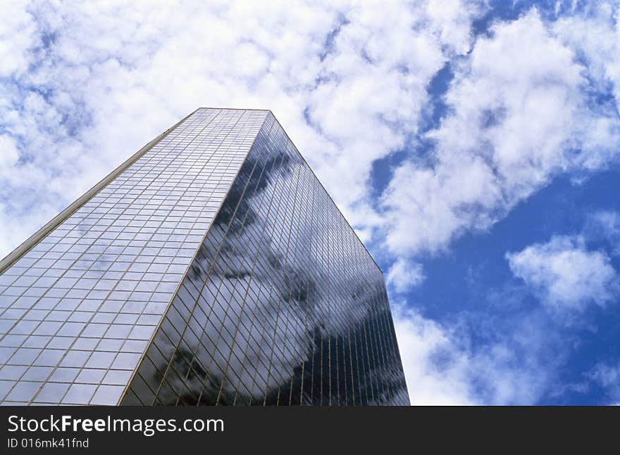 Skyscraper over sky with reflection. Skyscraper over sky with reflection