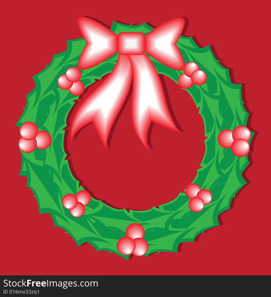 Vector illustration of holly wreath