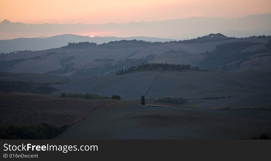 Image of Typical tuscan landscape, fields and hills