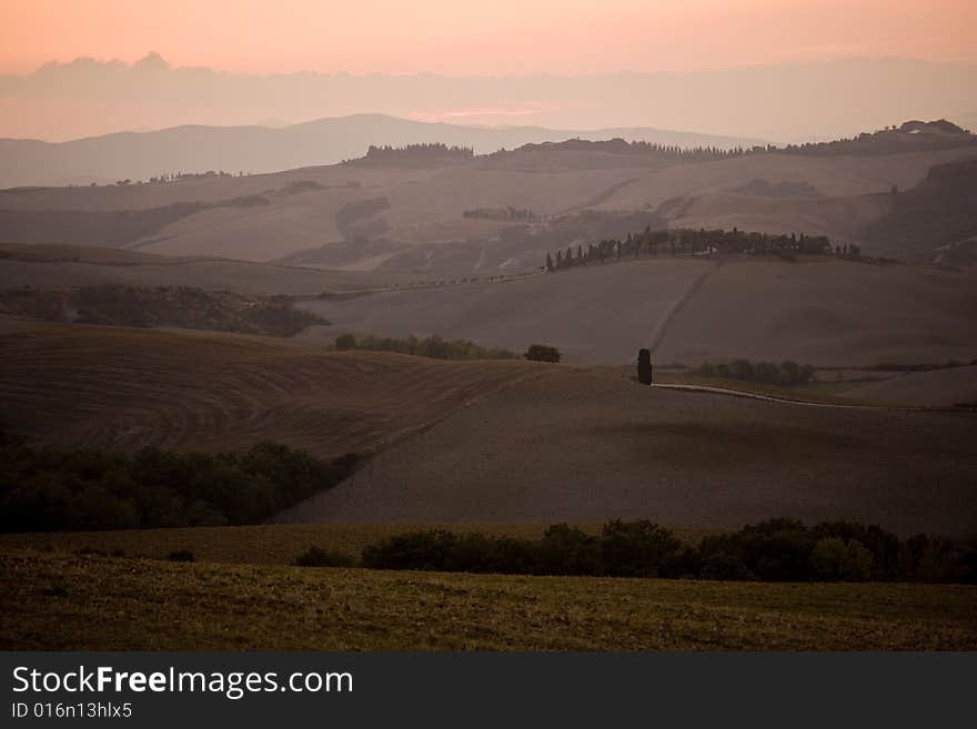 Image of Typical tuscan landscape, fields and hills