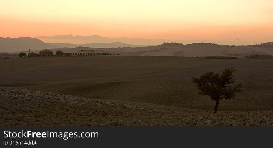 Image of Typical tuscan landscape, fields and hills