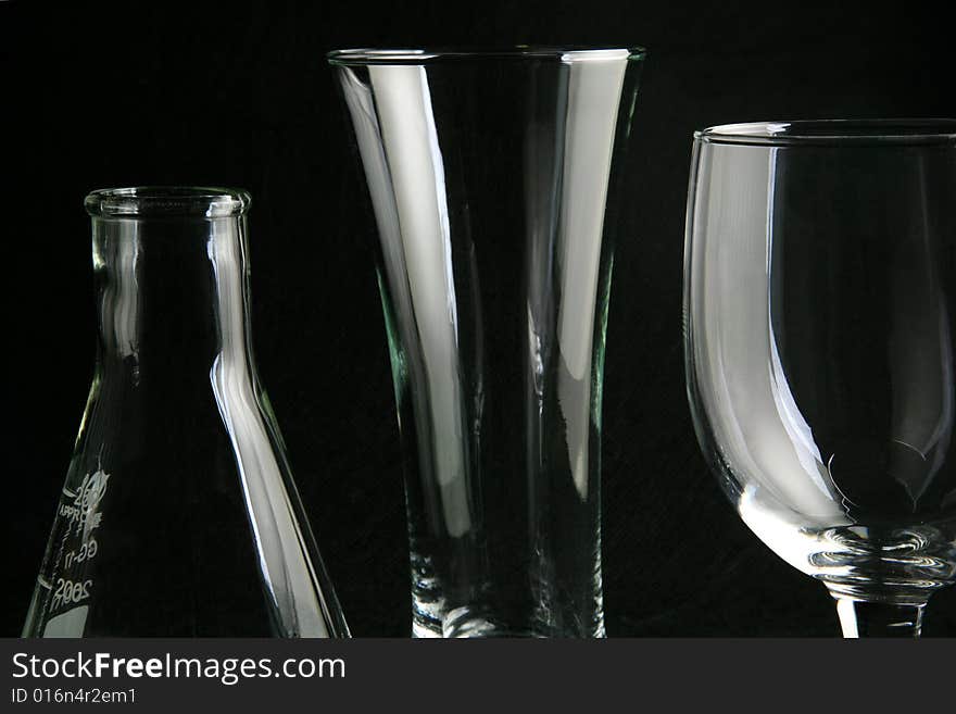 Glassware On Black Background