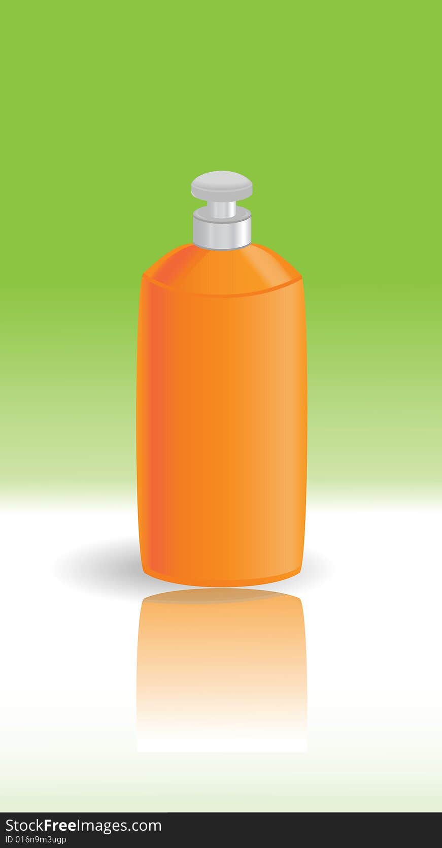 Vector illustration of one bottle under a liquid on a green background. Vector illustration of one bottle under a liquid on a green background