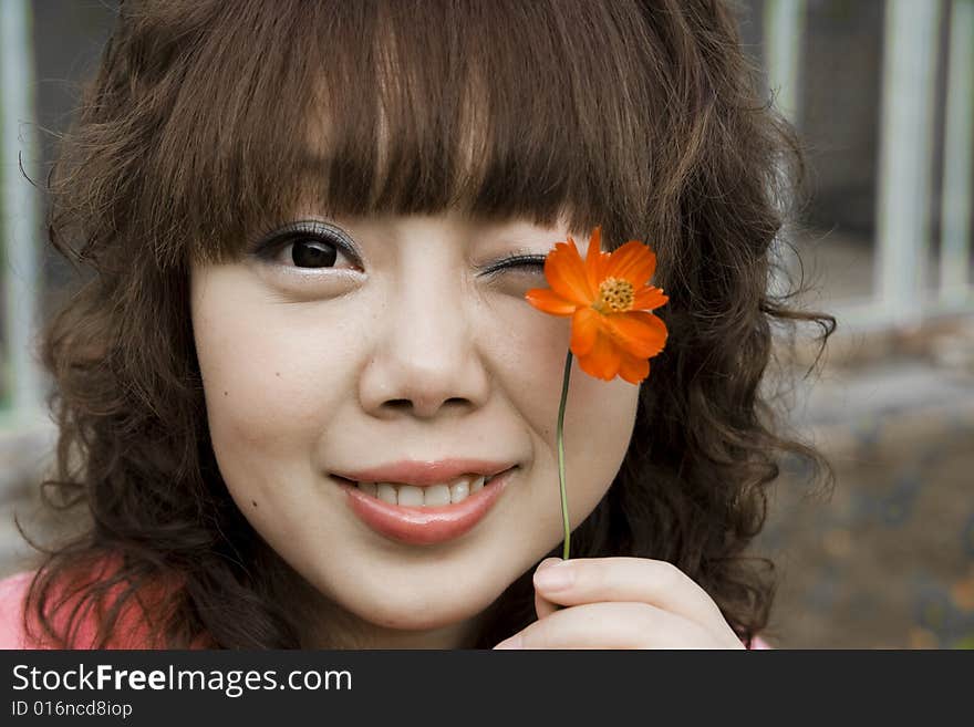 Girl and flower