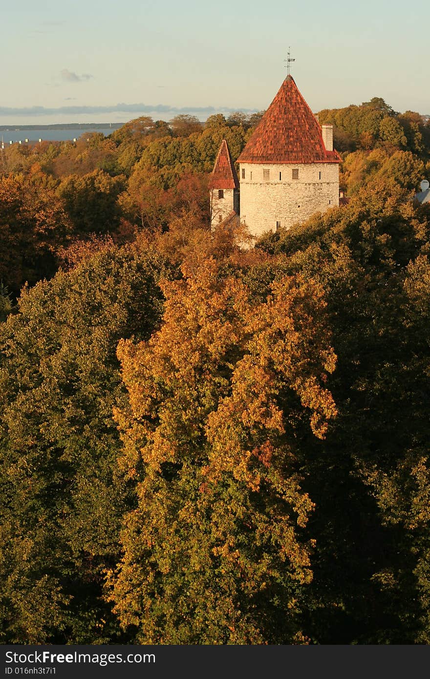 Autumn city Tallinn in beams of a decline