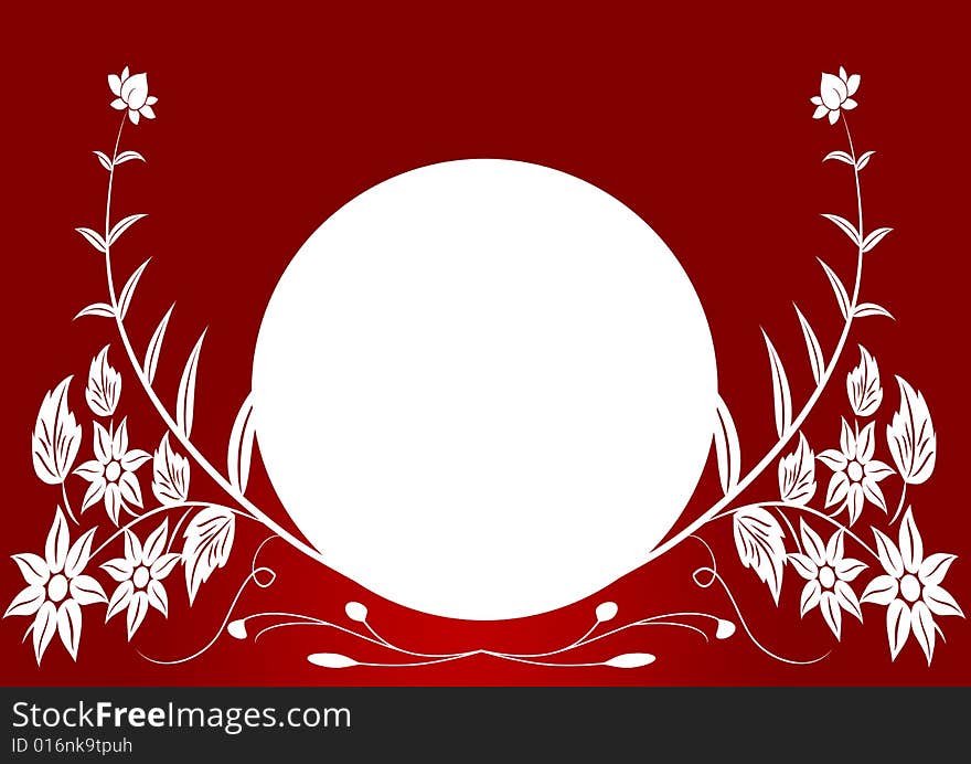 Floral frames in red  background