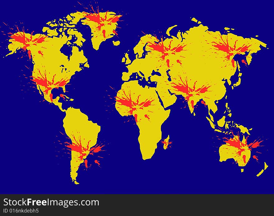 Blood shed map in gradient background