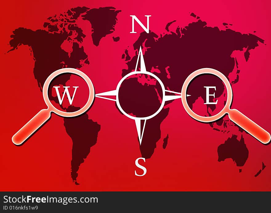 Direction explorations world map background