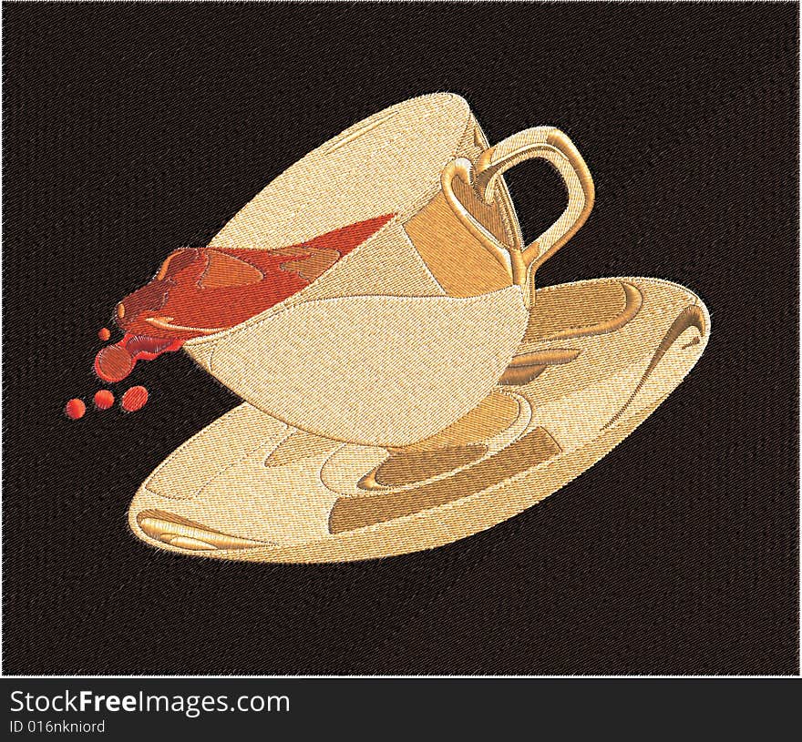 Movement of a cup with a saucer