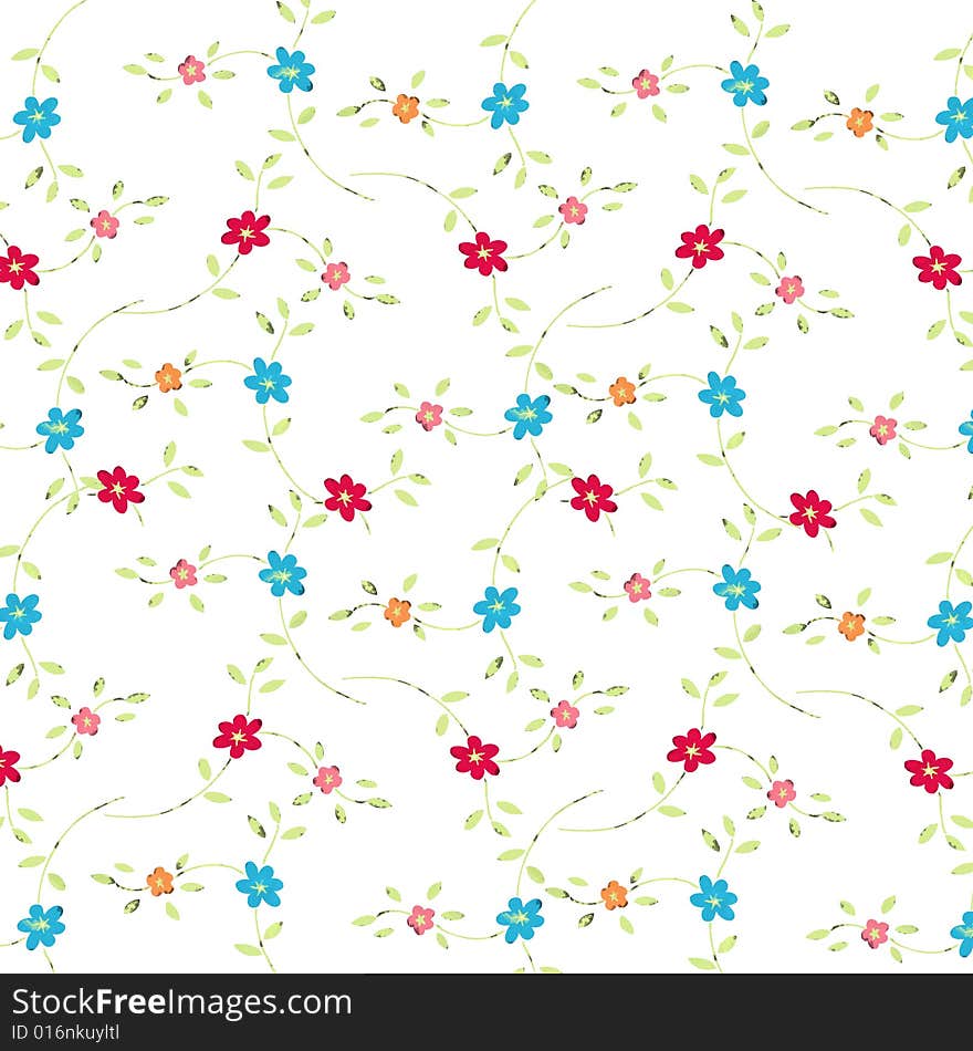 Fresh tiny flower pattern on white background