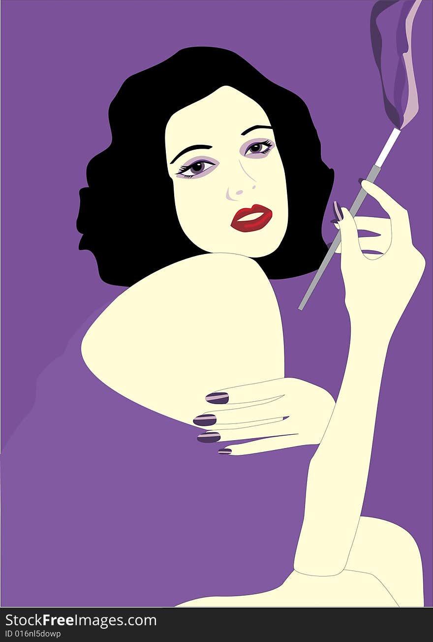 The girl with a smoking cigarette.Vector. The girl with a smoking cigarette.Vector