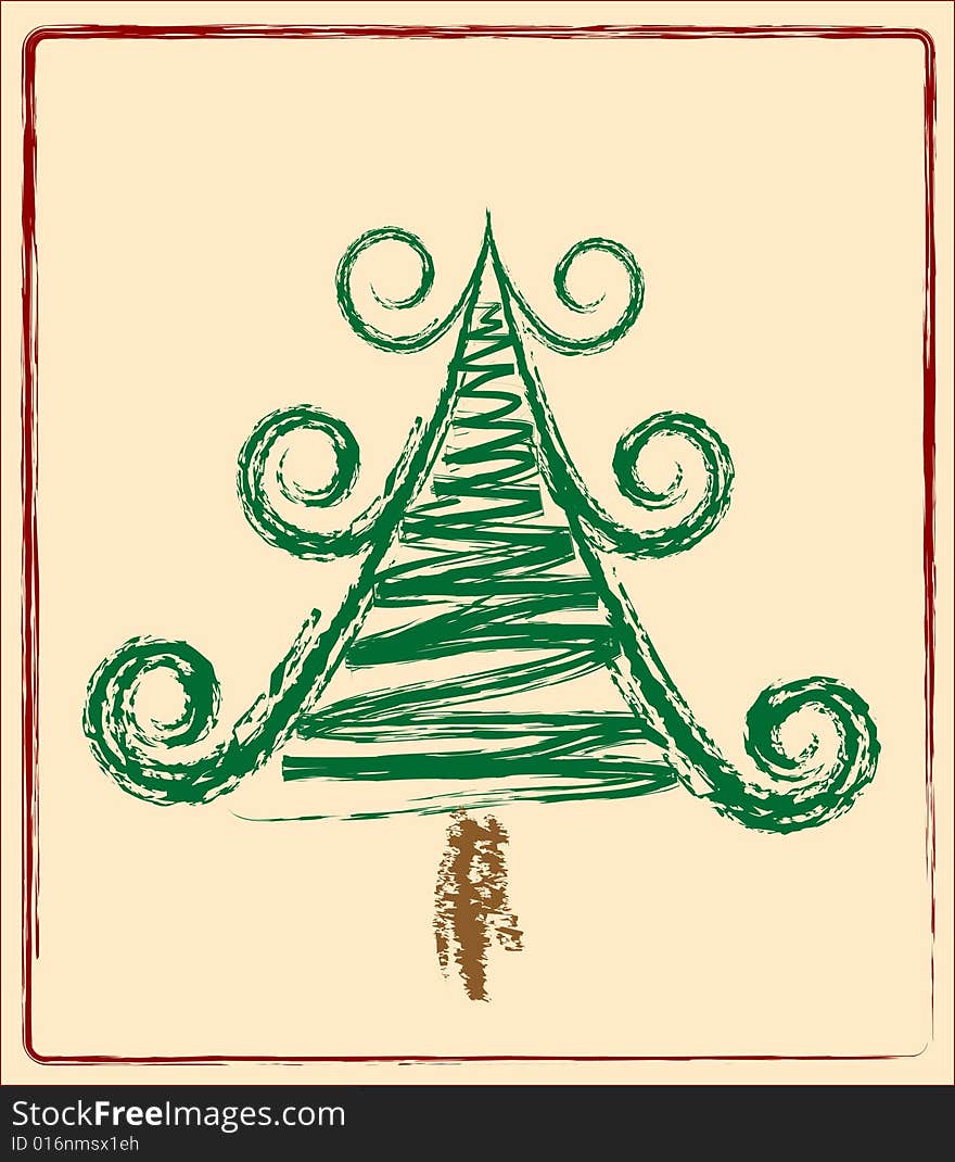 Decorative green Christmas Tree - vector