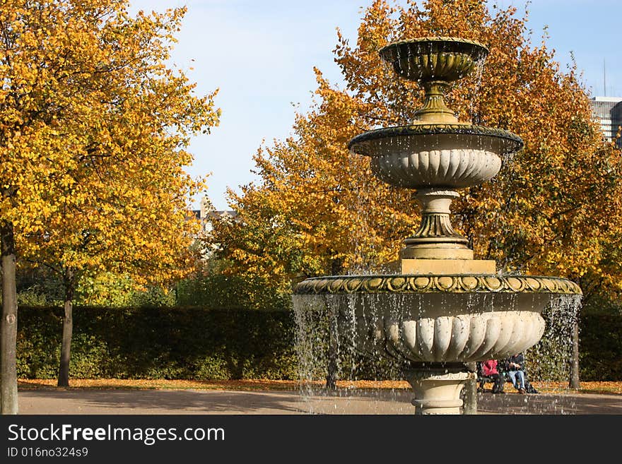 Fountain in the Park in Autumn. Fountain in the Park in Autumn