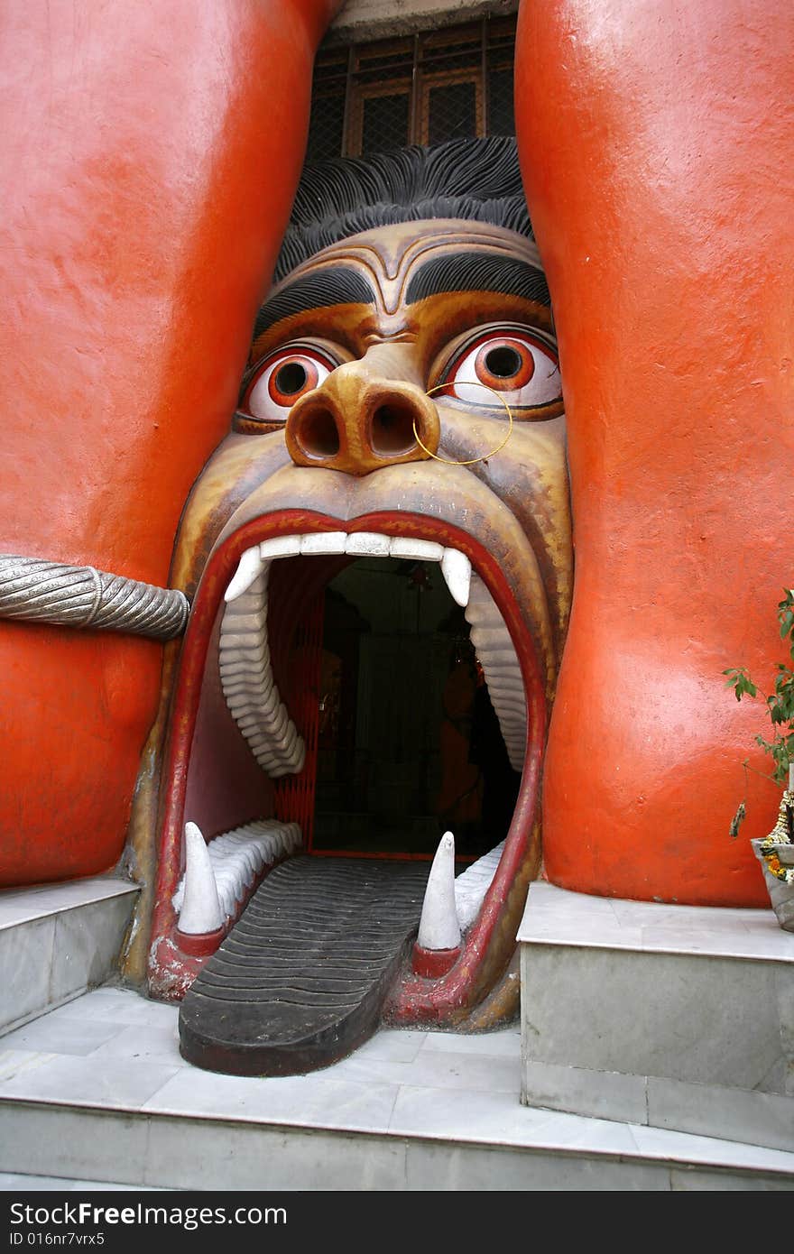 Entrance to Hanuman temple in Delhi, India