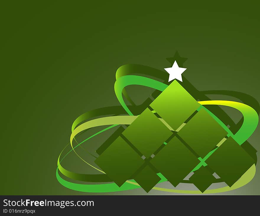 Vector illustration- green Christmas tree