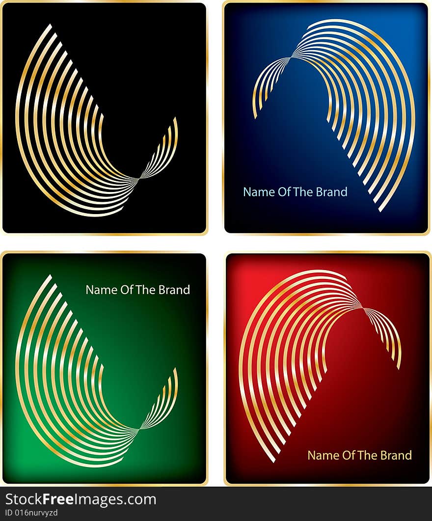 Vector abstract golden sign in four variations. Vector abstract golden sign in four variations