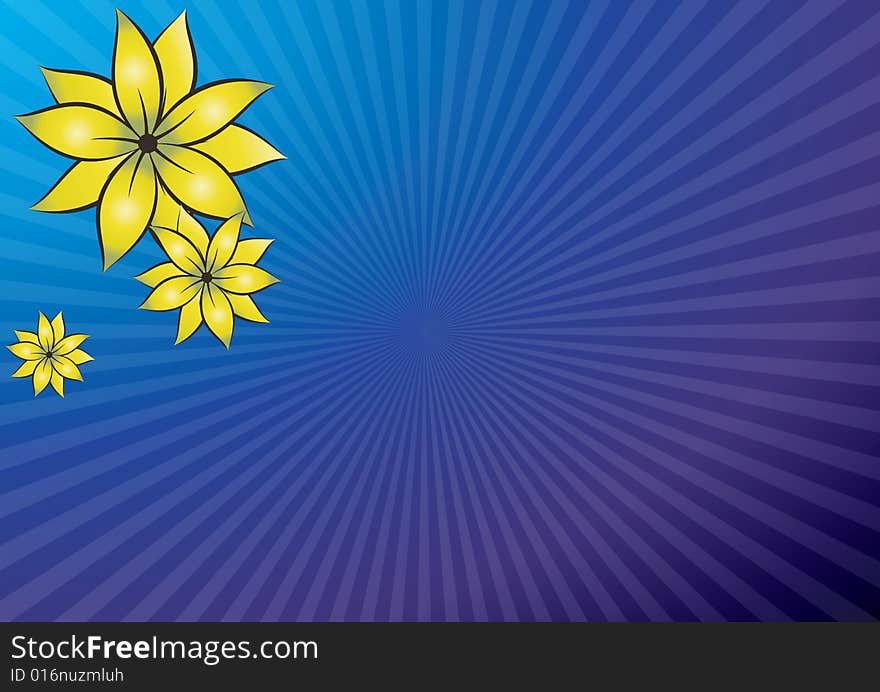 Yellow flowers in a blue background