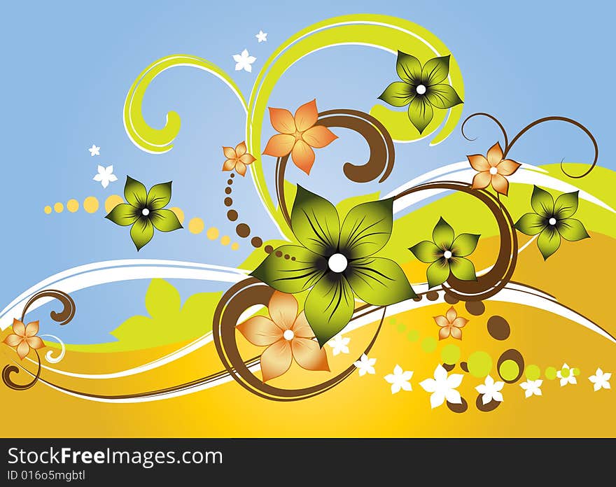 Vector fantasy flower illustration green. Vector fantasy flower illustration green