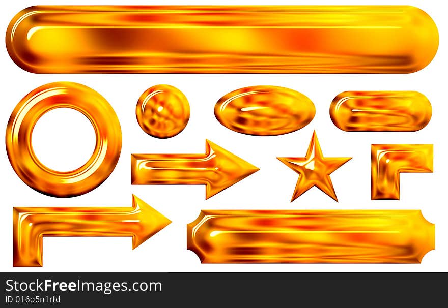 Some graphic element with vivid 3d gold effect. Some graphic element with vivid 3d gold effect