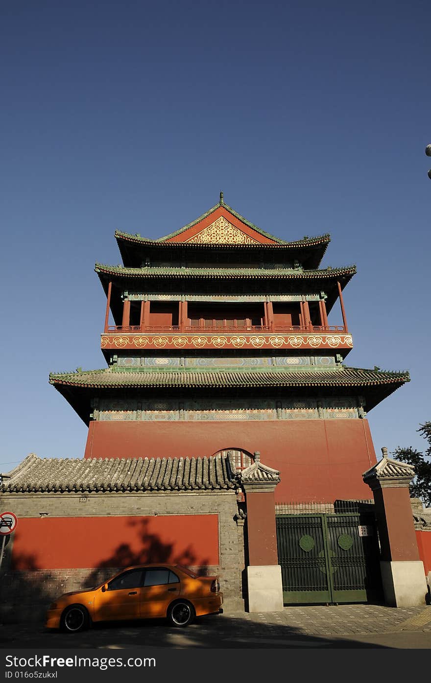 Ancient drum tower in beijing city. Ancient drum tower in beijing city