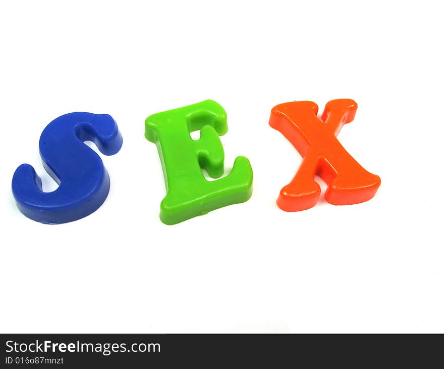 The word sex spelled out in colorfull letters