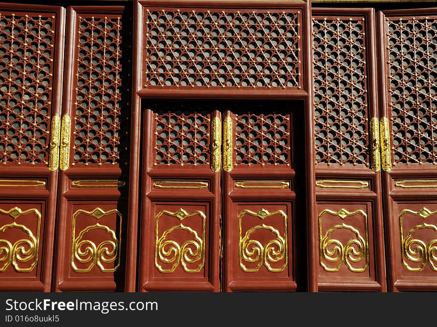 Wood Door Of Chinese Ancient Building