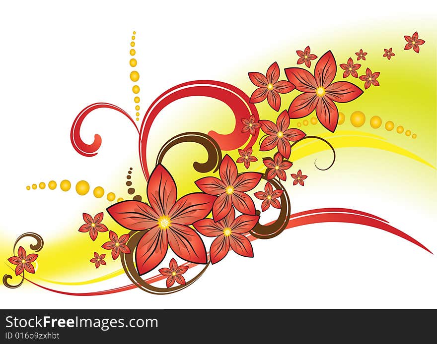 Vector abstract red flovers background