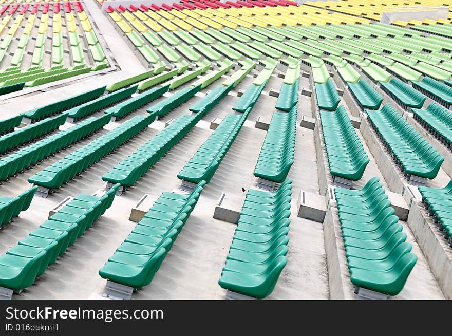 Empty Colourful Spectator Chairs