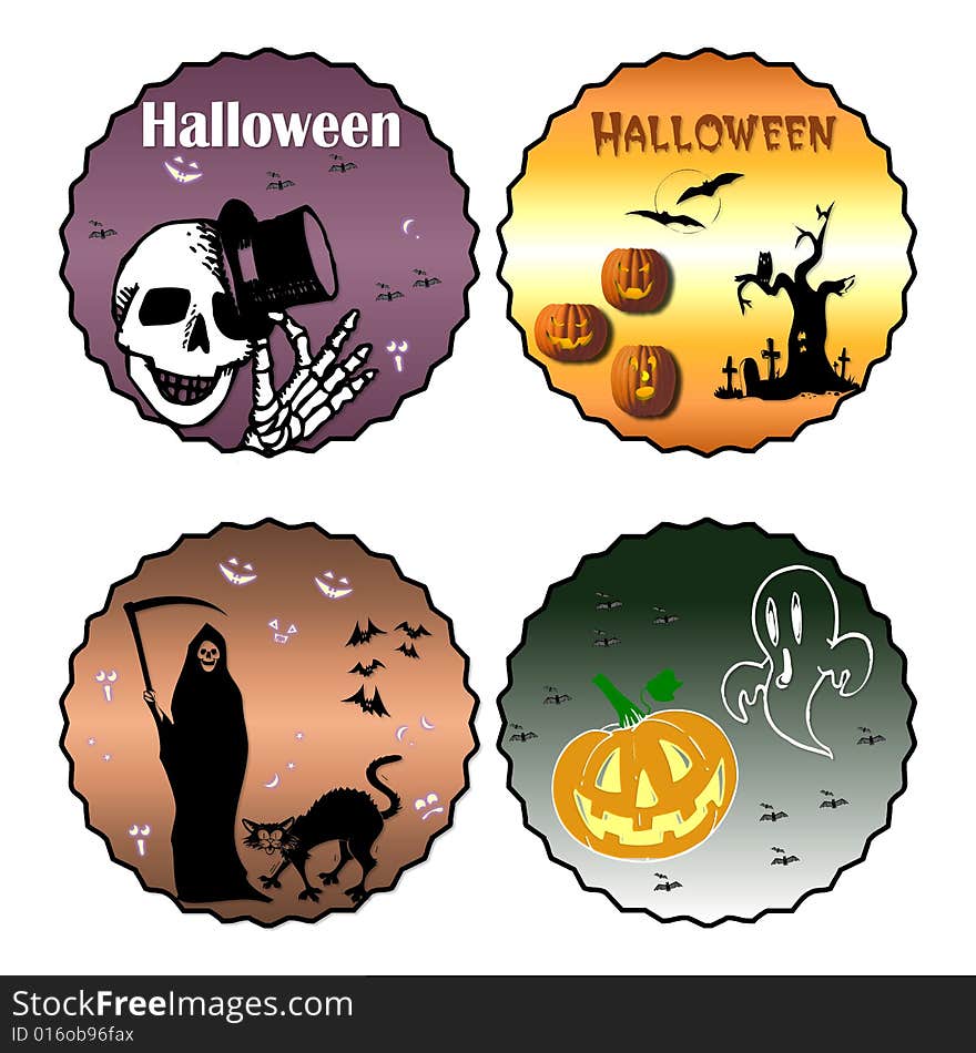 Four different Halloween clip art.