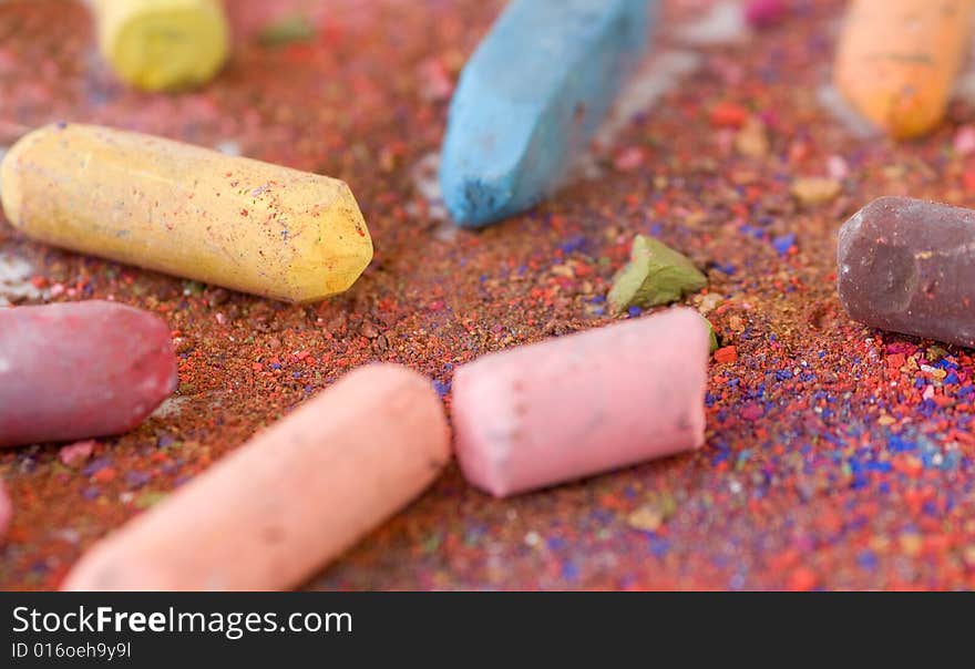 Colorful pastels with selective focus.