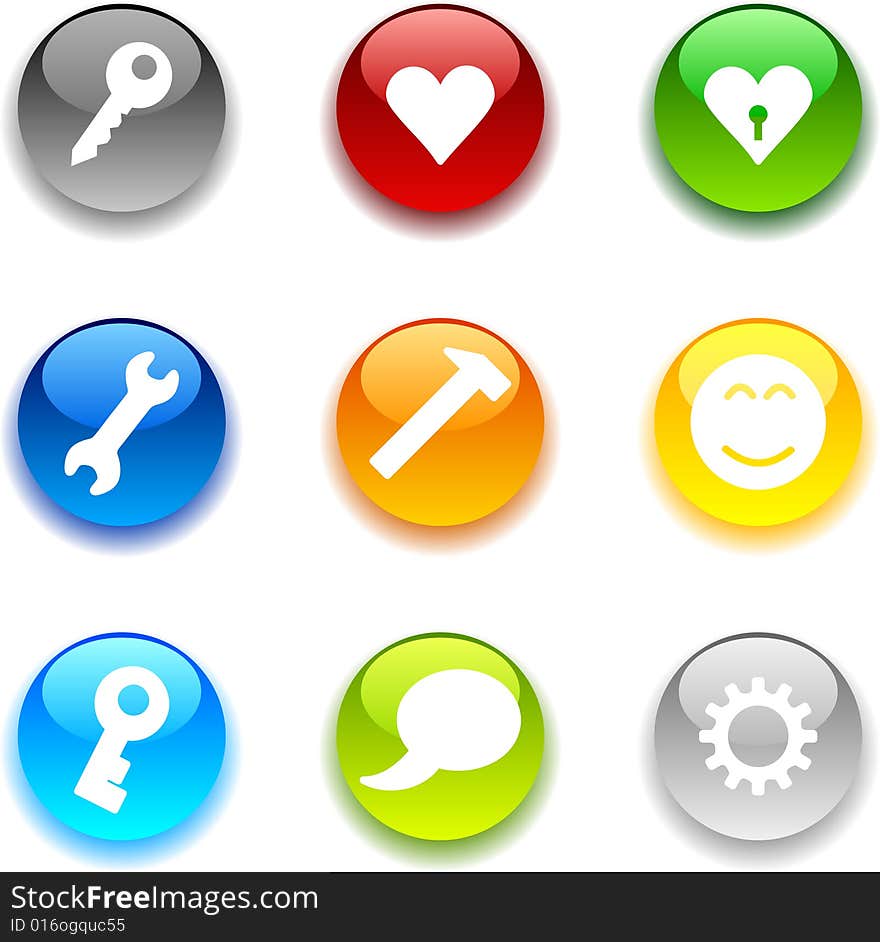 Beautiful shiny buttons. Vector illustration. Beautiful shiny buttons. Vector illustration.