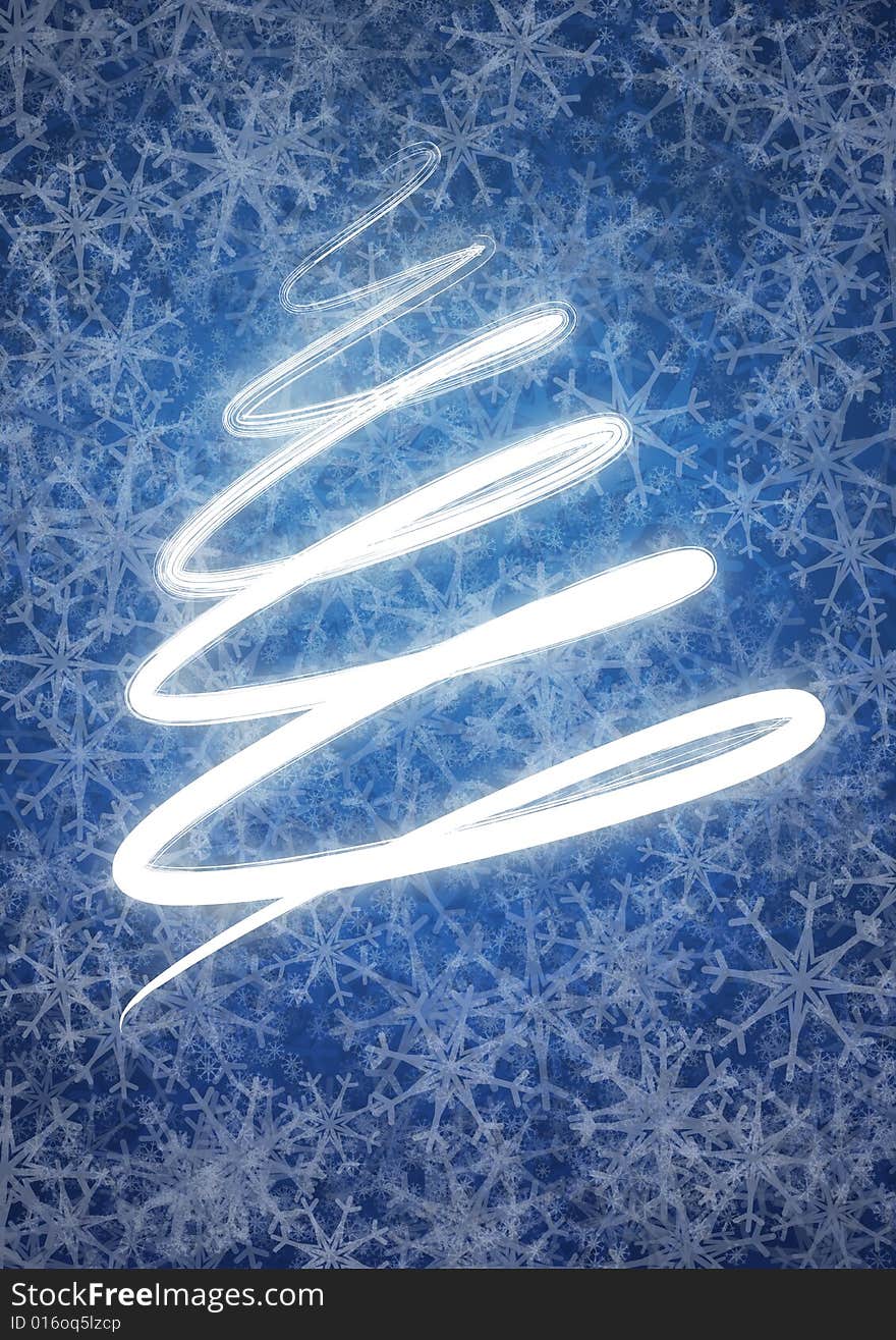 Background with Christmas trees and snowflakes. Background with Christmas trees and snowflakes