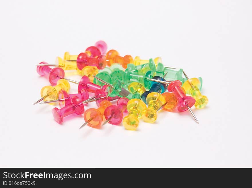 Multicoloured Pins, isolated on white