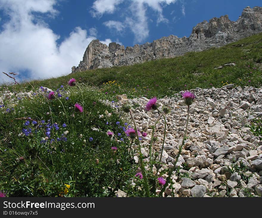 High Angle View Of Latemar Mountains, Dolomites