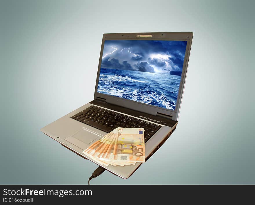 Laptop and money