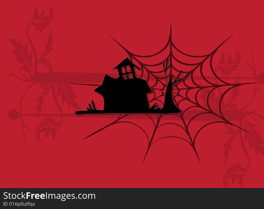 House and spider illustration