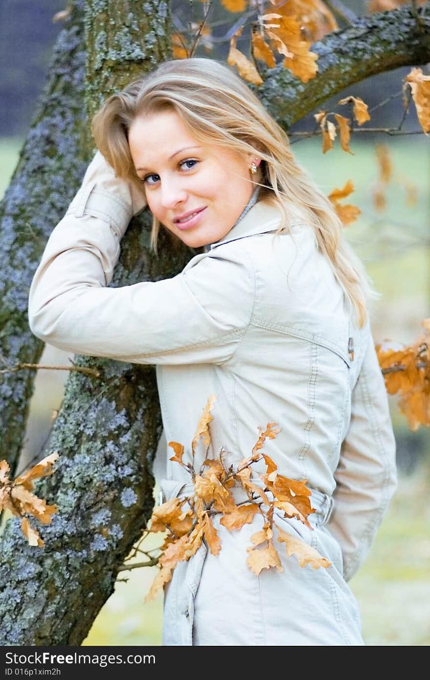 Young pretty lady in autumn park. Young pretty lady in autumn park