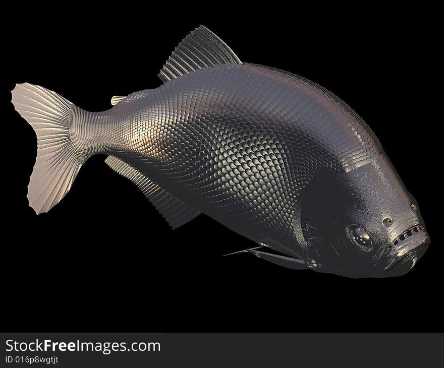 The gold fish. 3d render.