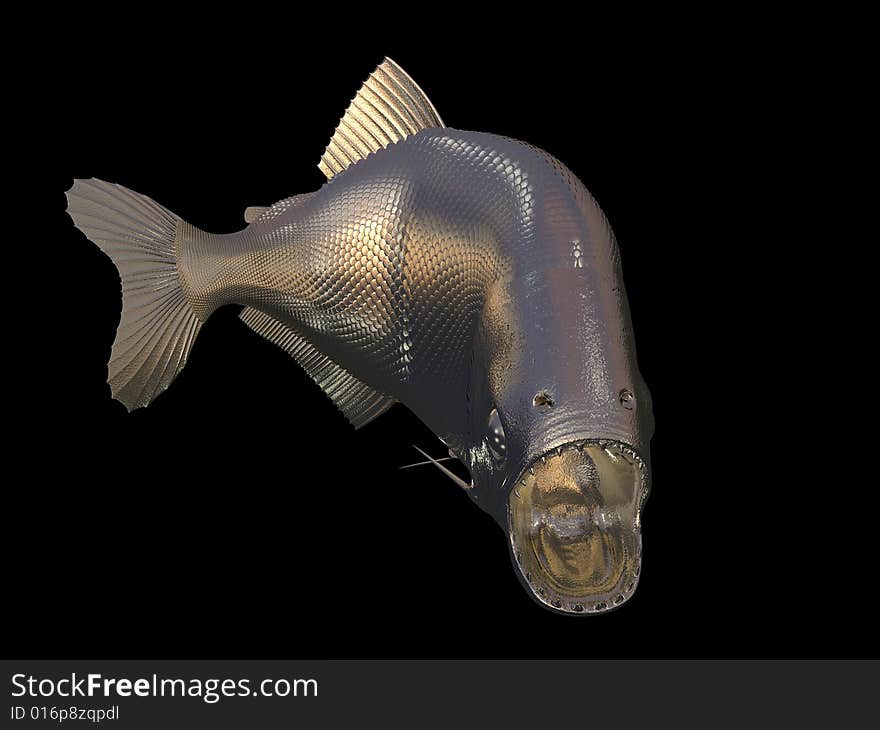 The gold fish. 3d render.