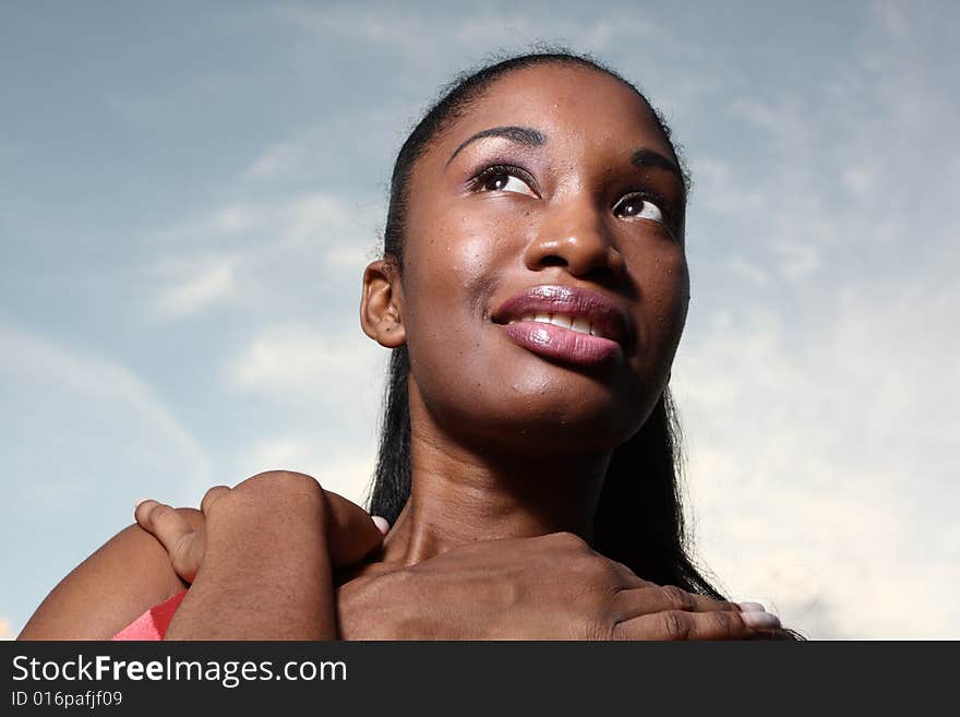 Woman and a beautiful sky