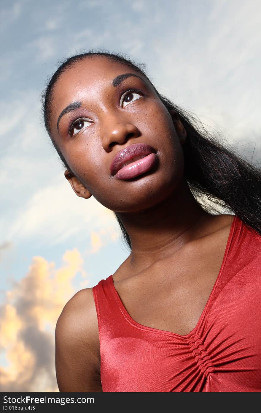 Woman and a beautiful sky