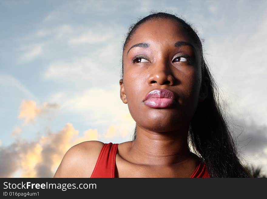 Woman and a beautiful sky