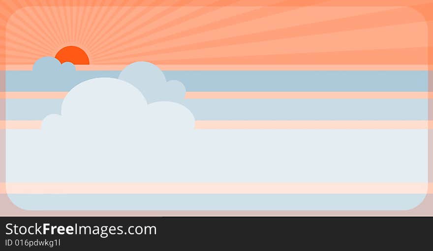 Illustration of sunset or sunrise, fully editable, no transparencies. Illustration of sunset or sunrise, fully editable, no transparencies