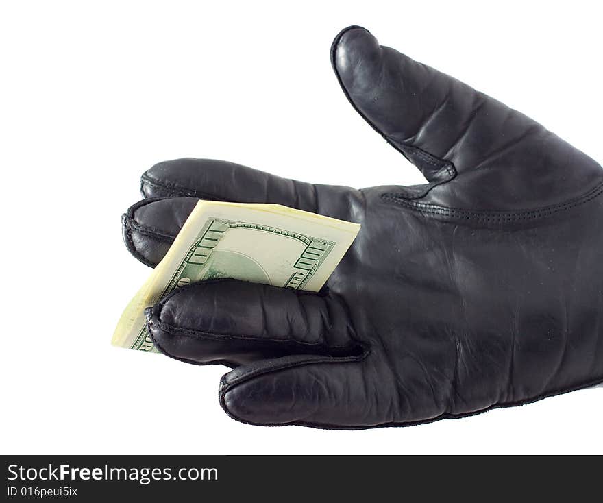 Hand in glove give dollars