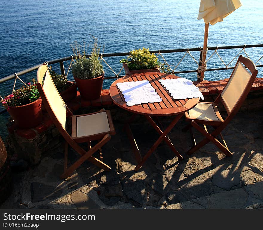 Restaurant table in monterosso